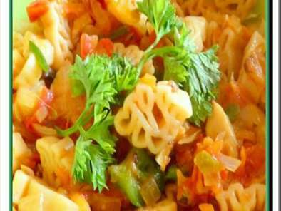 A Kiddies Delight- Dinosaurs Pasta in a Vegetable Medley