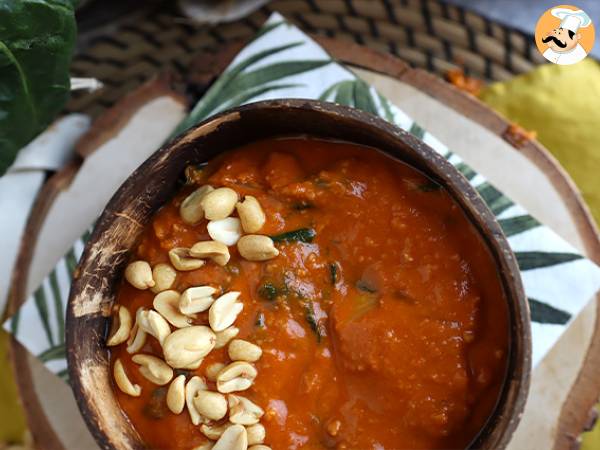 African peanut soup: tomato, peanut and swiss chard