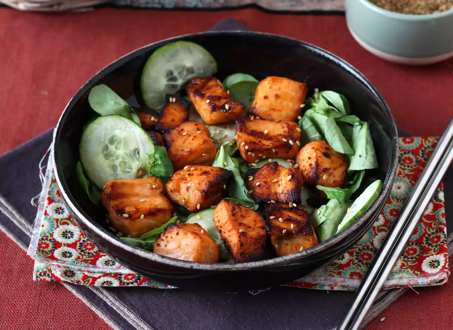Air fryer salmon bites recipe with asian marinade