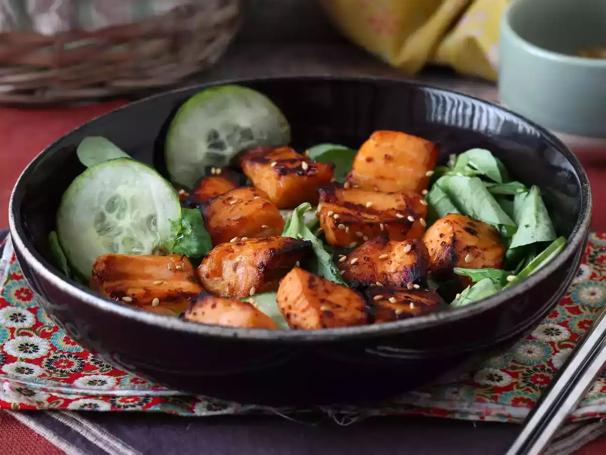 Air fryer salmon bites with asian marinade - photo 5