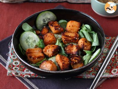 Air fryer salmon bites with asian marinade