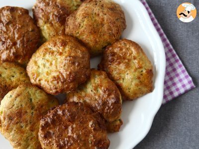 Air Fryer zucchini fritters with yogurt and feta sauce