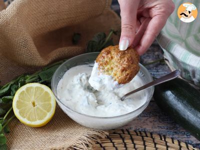 Air Fryer zucchini fritters with yogurt and feta sauce - photo 3