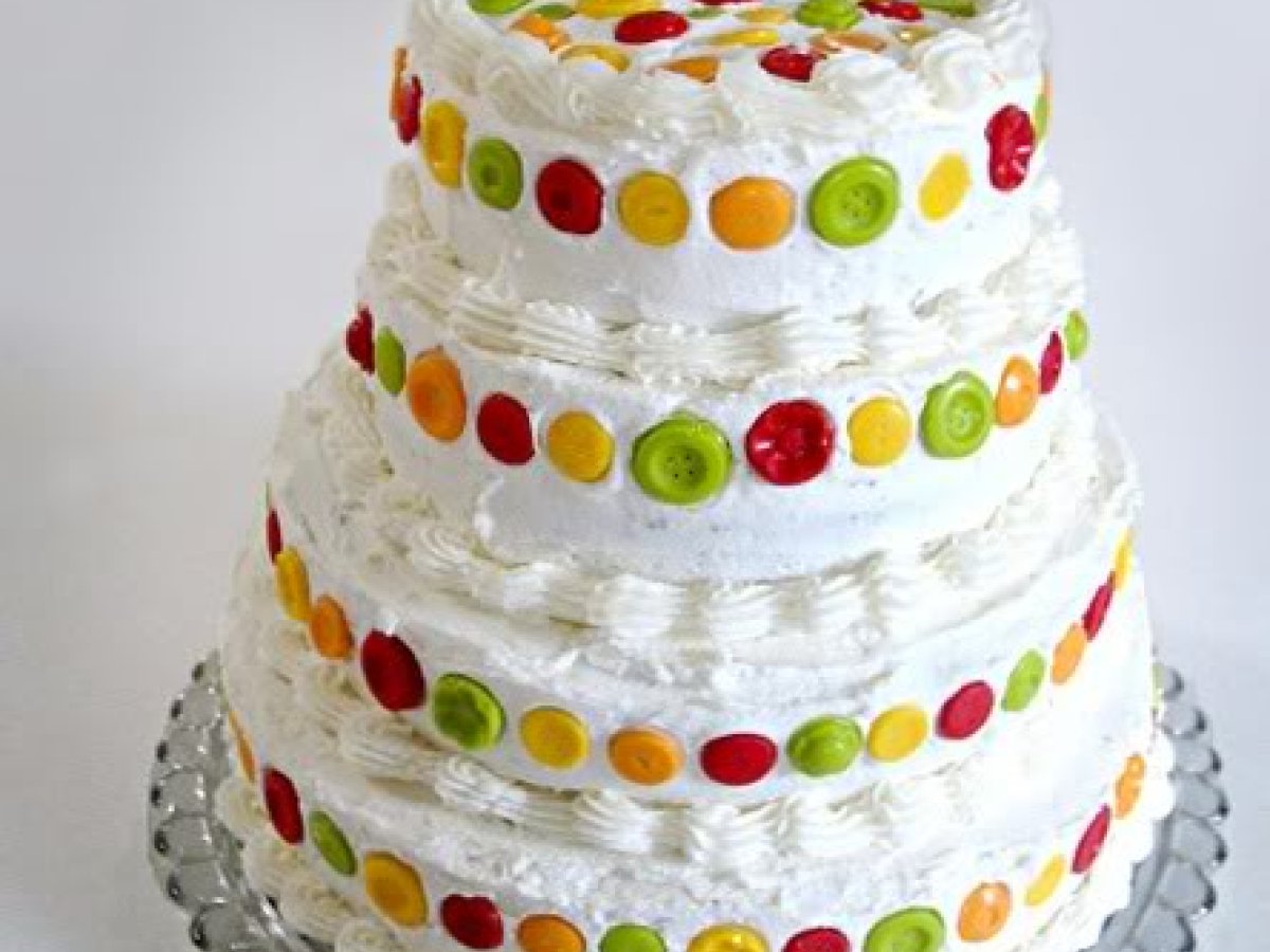 Almond Cake with Raspberry Filling, Almond Buttercream, and Candy Buttons! - photo 2