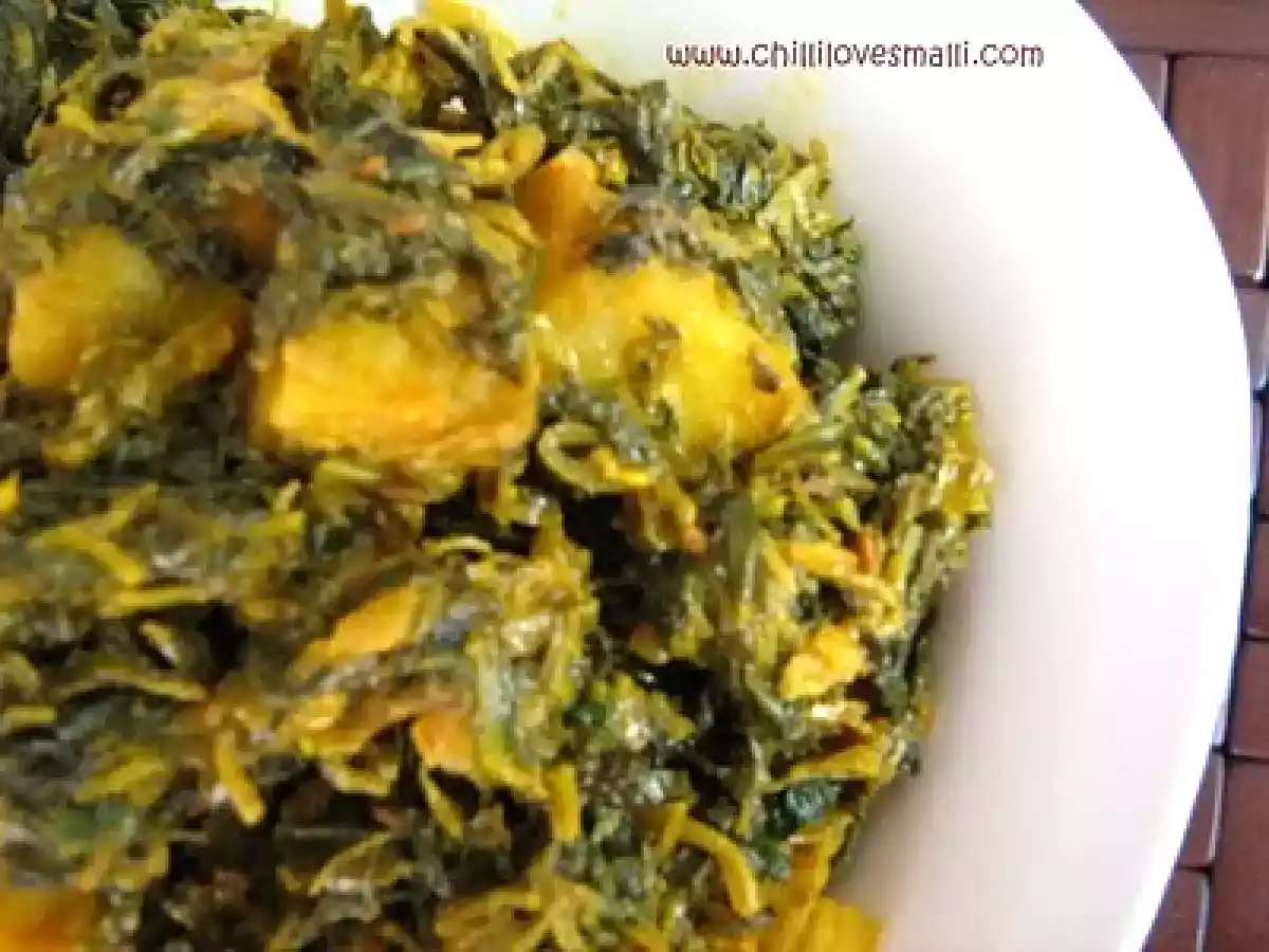 Aloo Methi and Spinach Subzi/Potato Fenugreek greens and Spinach - photo 2