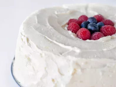 Angel Food Cake with Lemon Whipped Cream Frosting