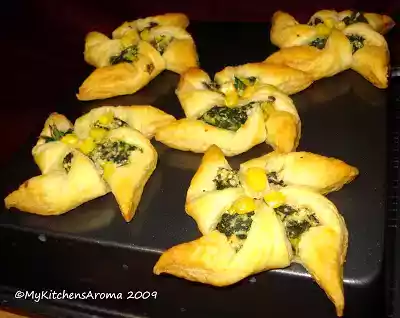 Puff pastry pinwheels with spinach-corn-ricotta recipe