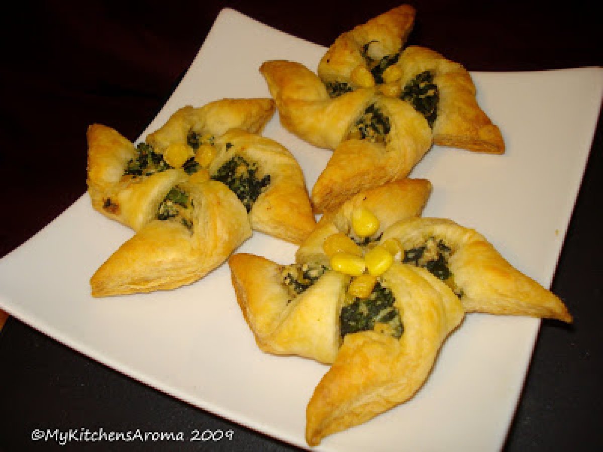 Appetizers - Puff Pastry 'Pinwheels' with Spinach-Corn-Ricotta Cheese Filling - photo 4