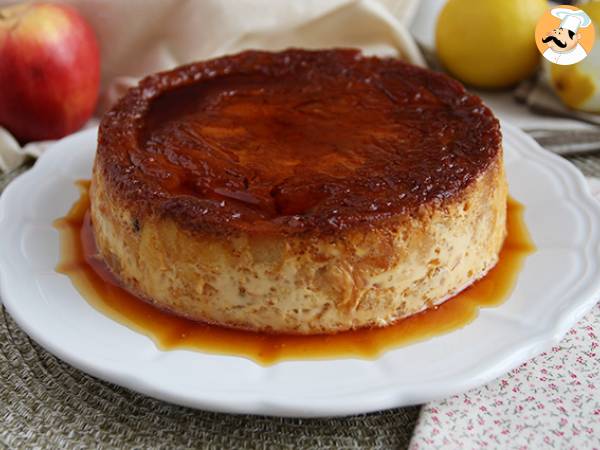 Apple and caramel croissant pudding