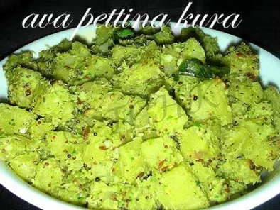 Aratikya Ava Pettina Kura...Raw Plantains cooked in mustard paste