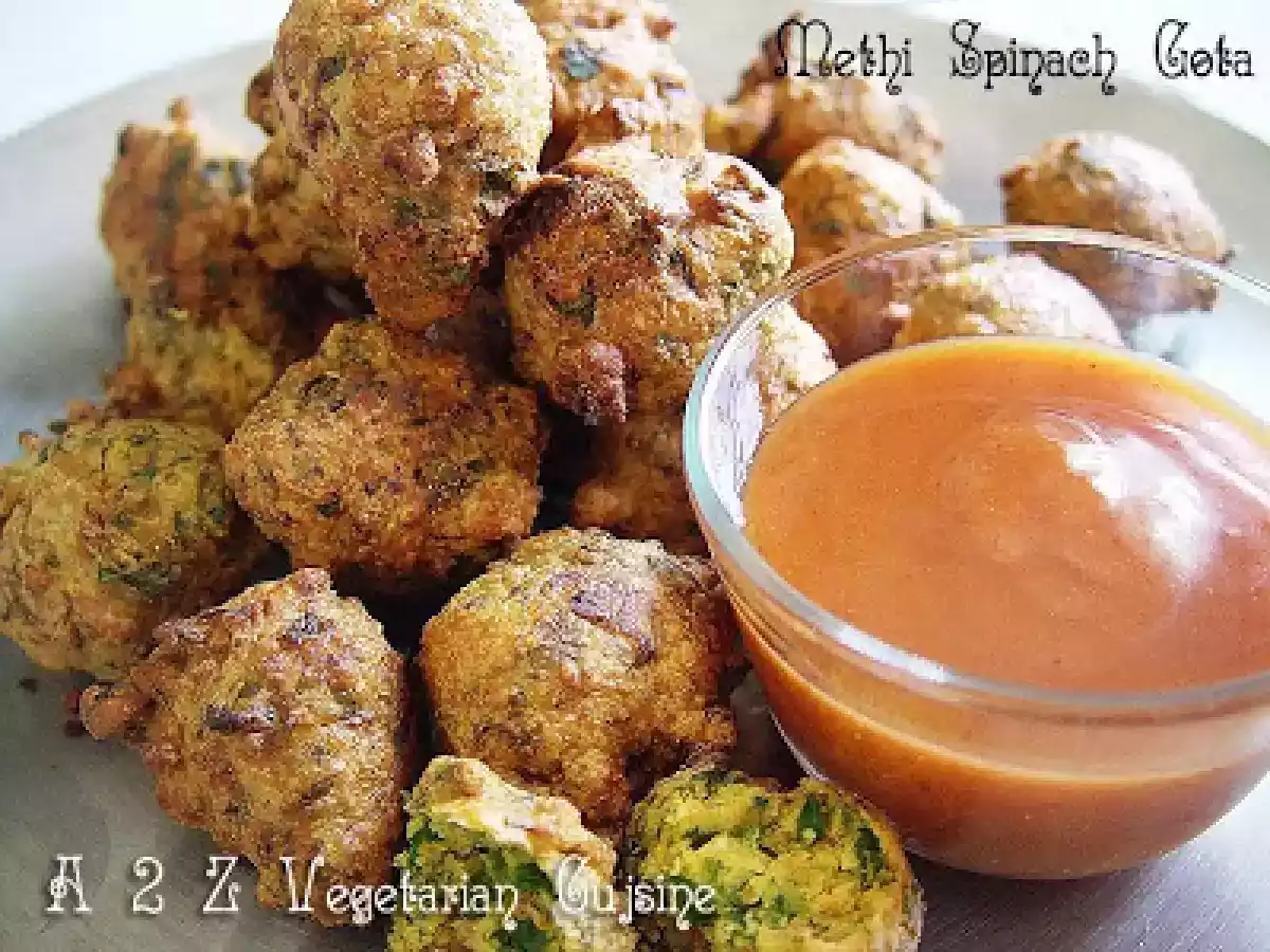 Authentic Methi Gota / Pakoda (Gram Flour - Fenugreek/Spinach/Cilantro Fritters)