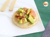 Avocado and salmon blini appetizer, photo 1