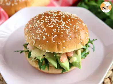 Avocado, shrimp and cilantro burger