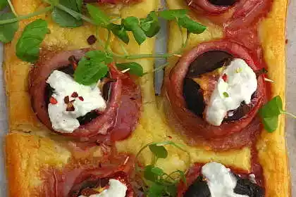Bacon, fig and goat's cheese tart recipe - easy and tasty