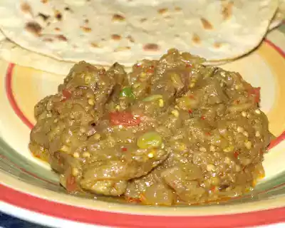 Baingan Ka Bharta (seasoned roast eggplant)
