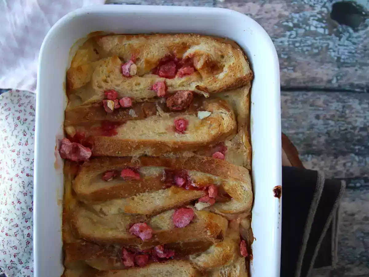 Baked french toast with pink pralines topping - ultra indulgent recipe - photo 4