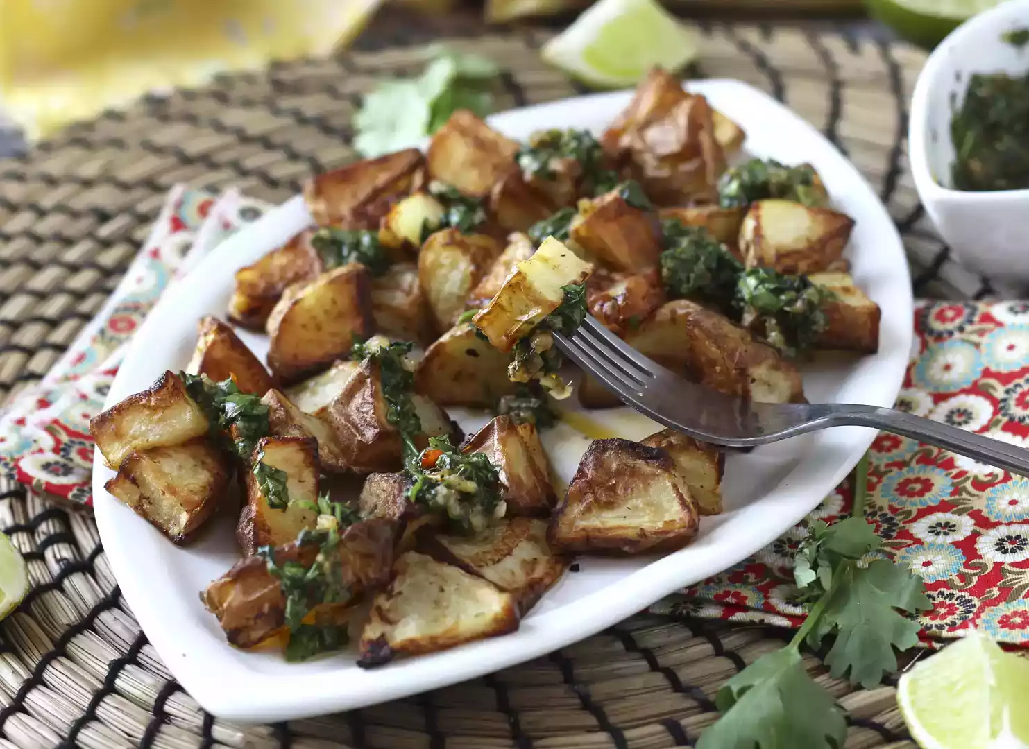 Baked potatoes with chimichurri