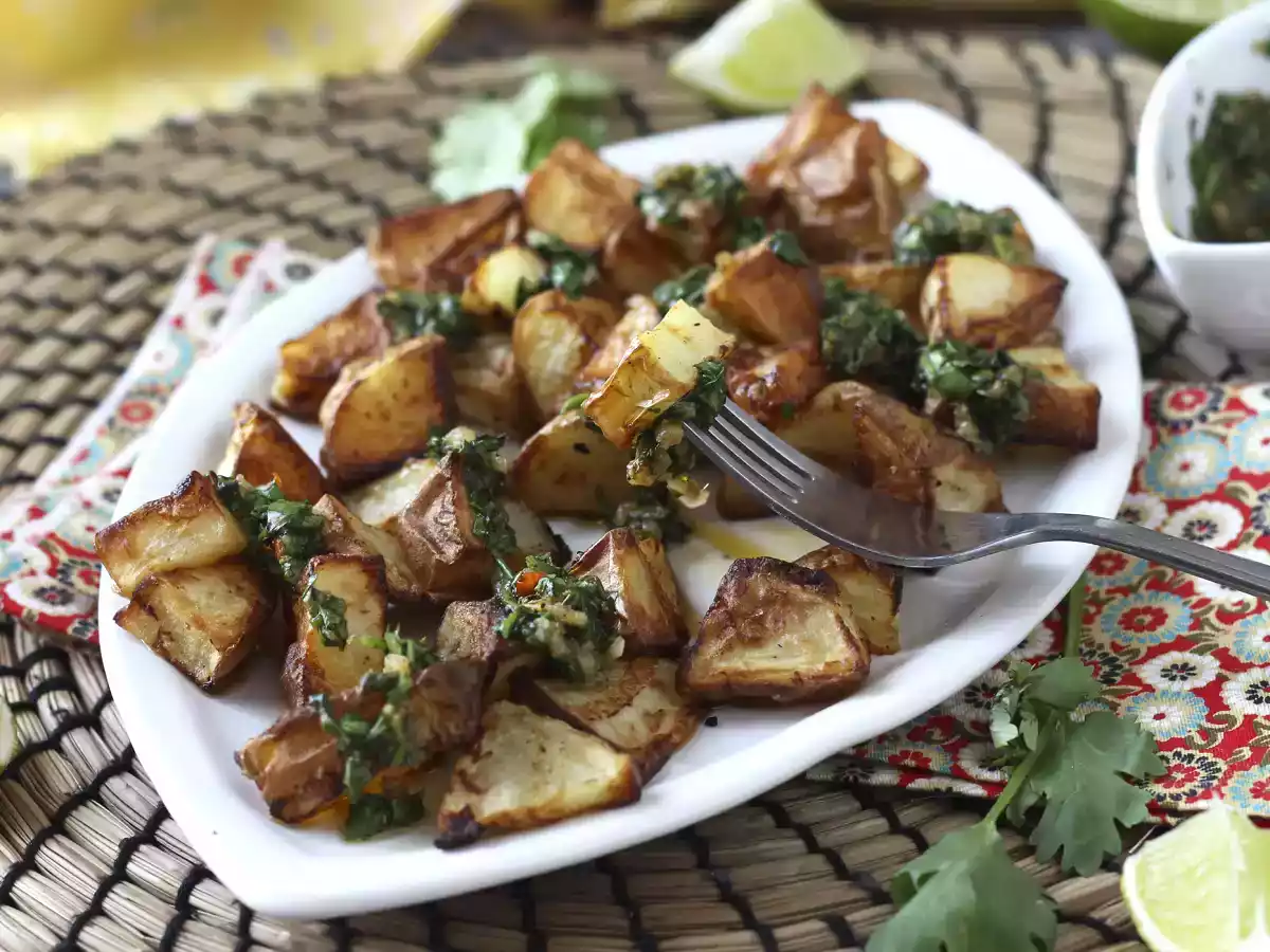 Baked potatoes with chimichurri