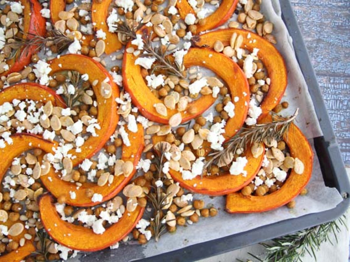 Baked pumpkin and chickpeas, rosemary and feta cheese - photo 2