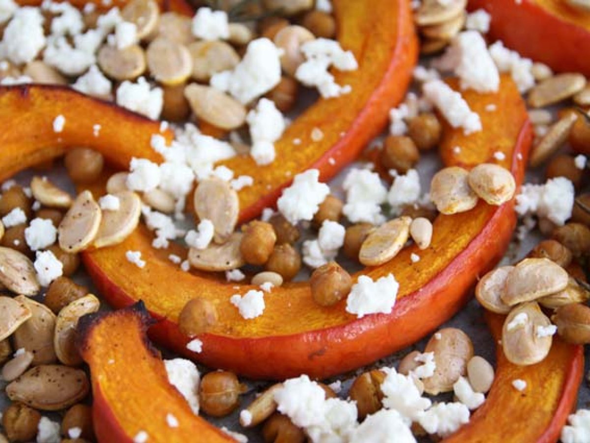 Baked pumpkin and chickpeas, rosemary and feta cheese - photo 3