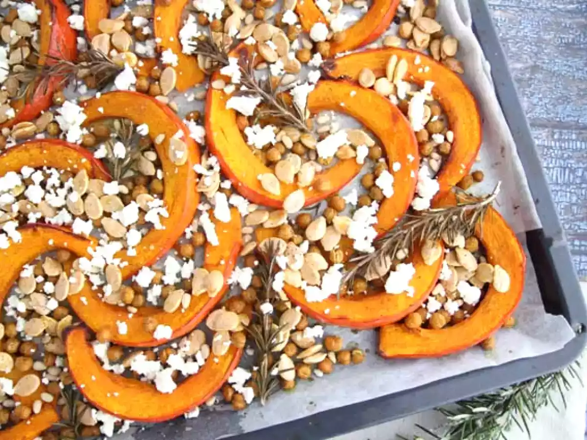 Baked pumpkin and chickpeas with rosemary and feta - photo 2