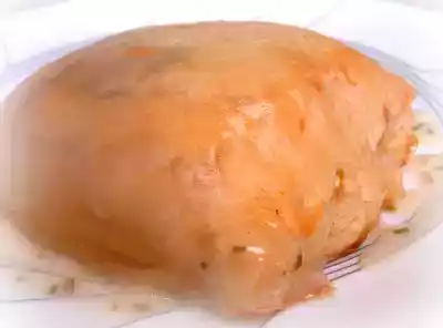 Baked salmon in puff pastry with mushroom duxelle