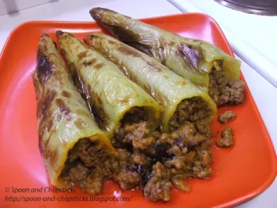 Baked Stuffed Banana Chillies with Mince
