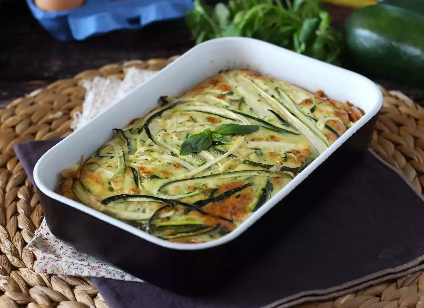 Baked zucchini frittata omelet with a secret ingredient