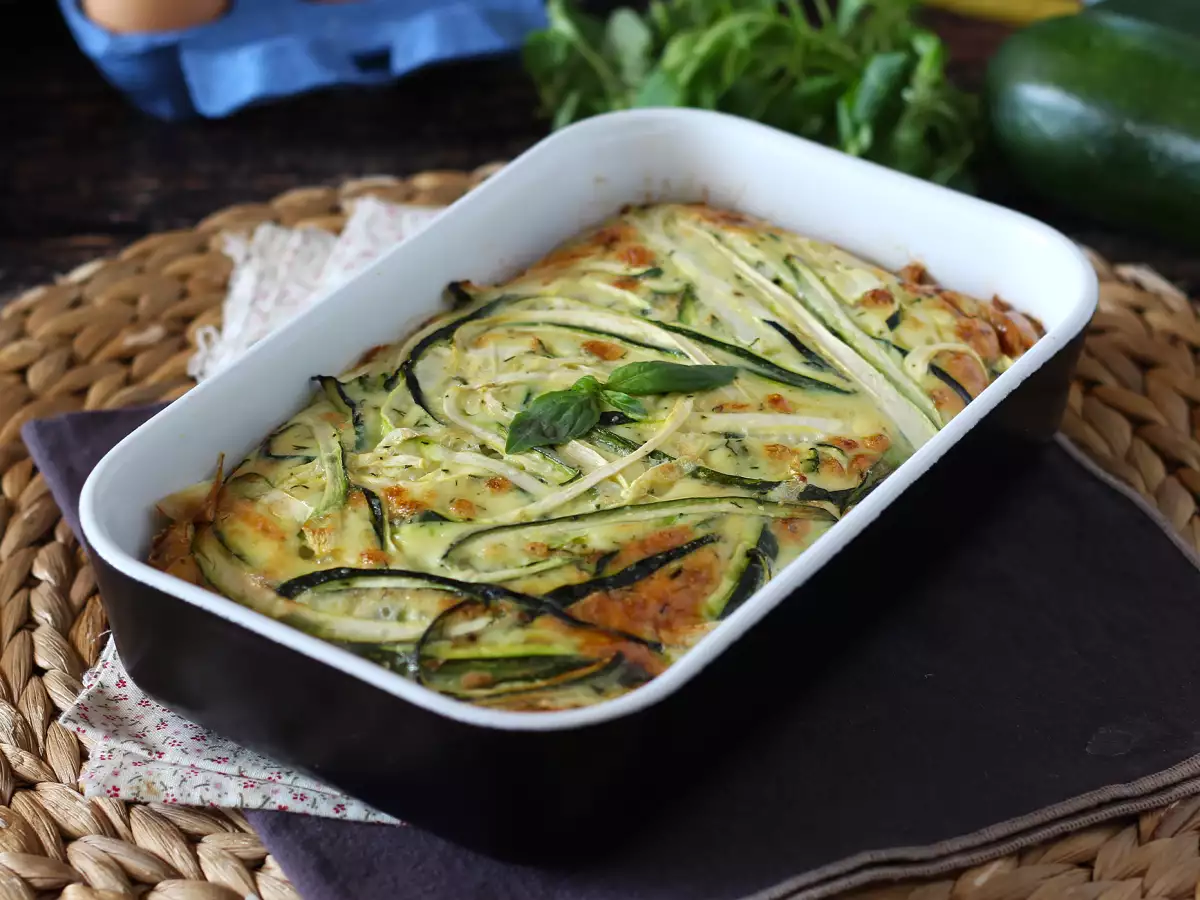 Baked zucchini frittata omelet with a secret ingredient