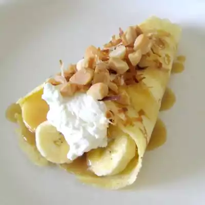 Banana caramel coconut crepes