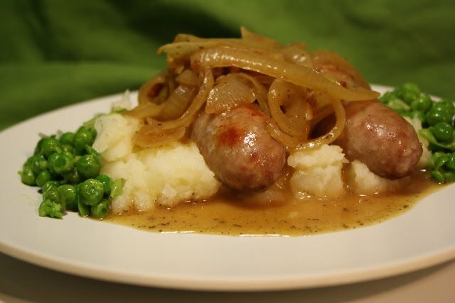 Bangers and mash with onion gravy recipe