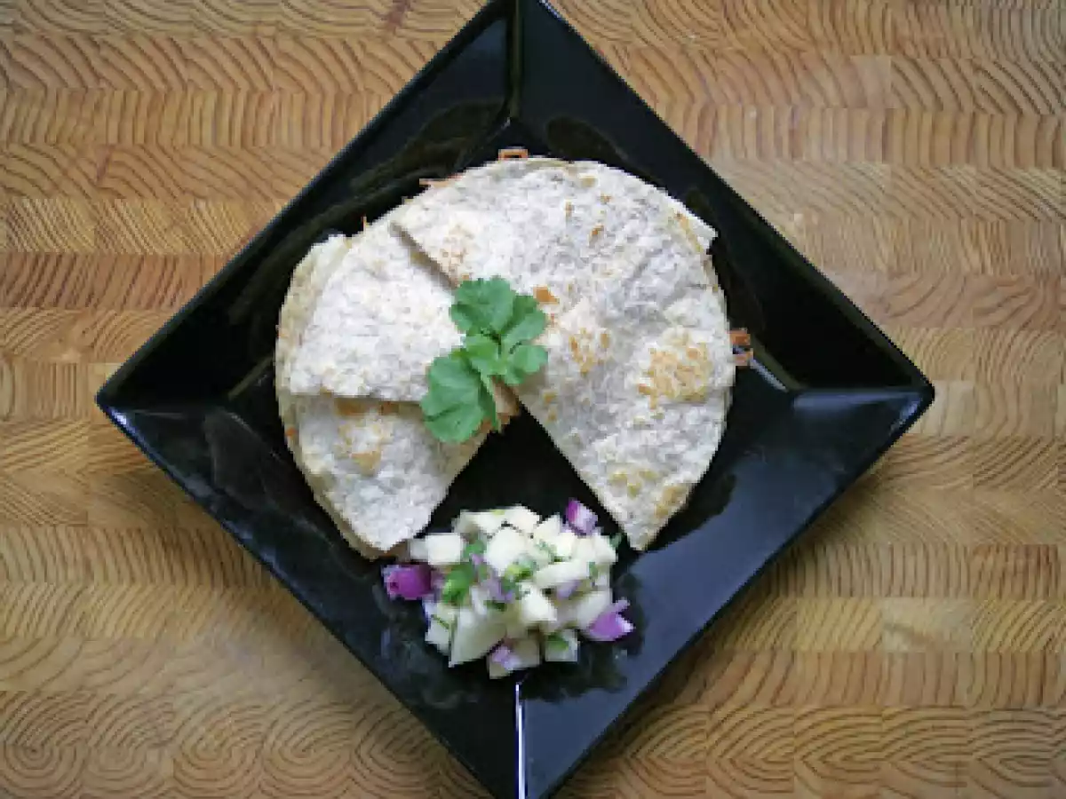 BBQ Chicken Quesadilla with Green Apple Salsa