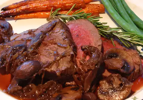 Beef Filet with Red Wine Mushroom Sauce