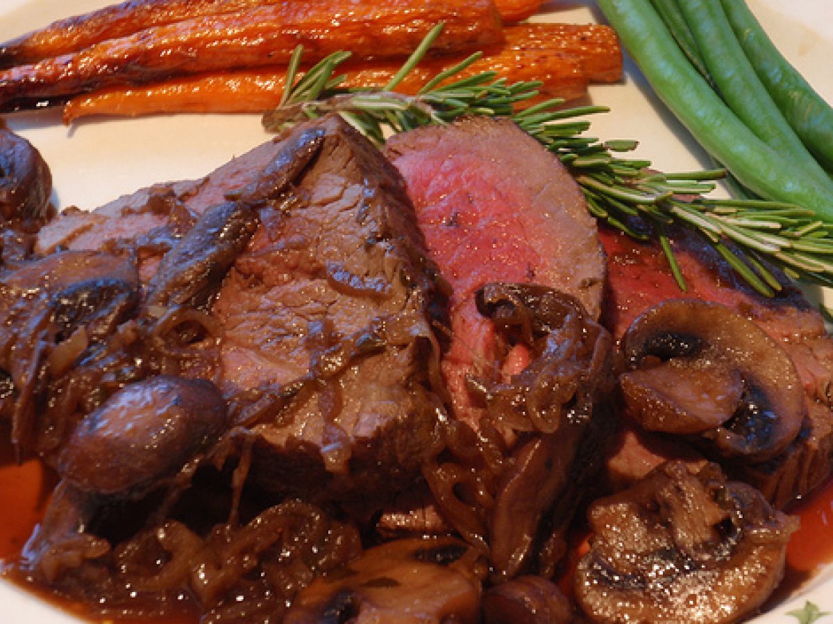 Beef Filet with Red Wine Mushroom Sauce