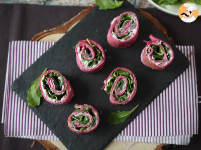 Beet crepe rolls with ricotta cheese and arugula - photo 6