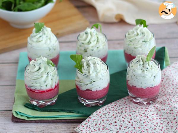 Beetroot and arugula mousse verrines