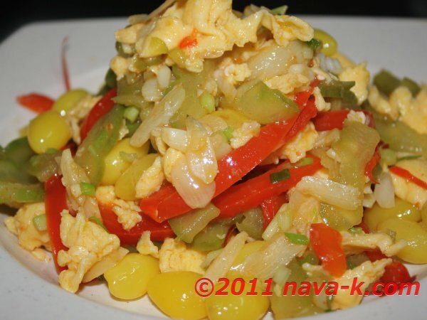 Bitter Gourd And Capsicum Stir Fried in Gingko Nuts