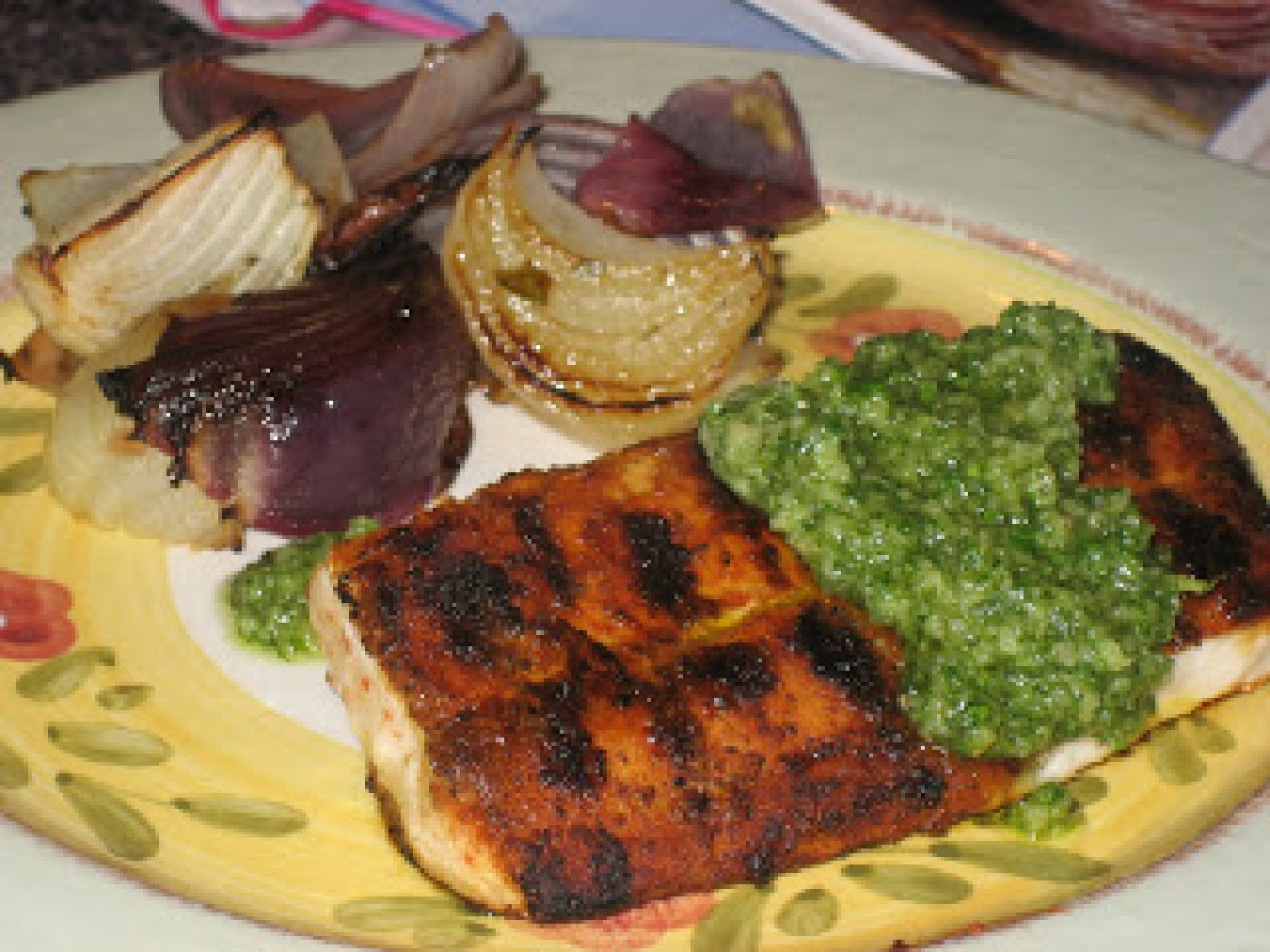 Bobby Flay's Barbequed Mahi with Cilantro Pesto