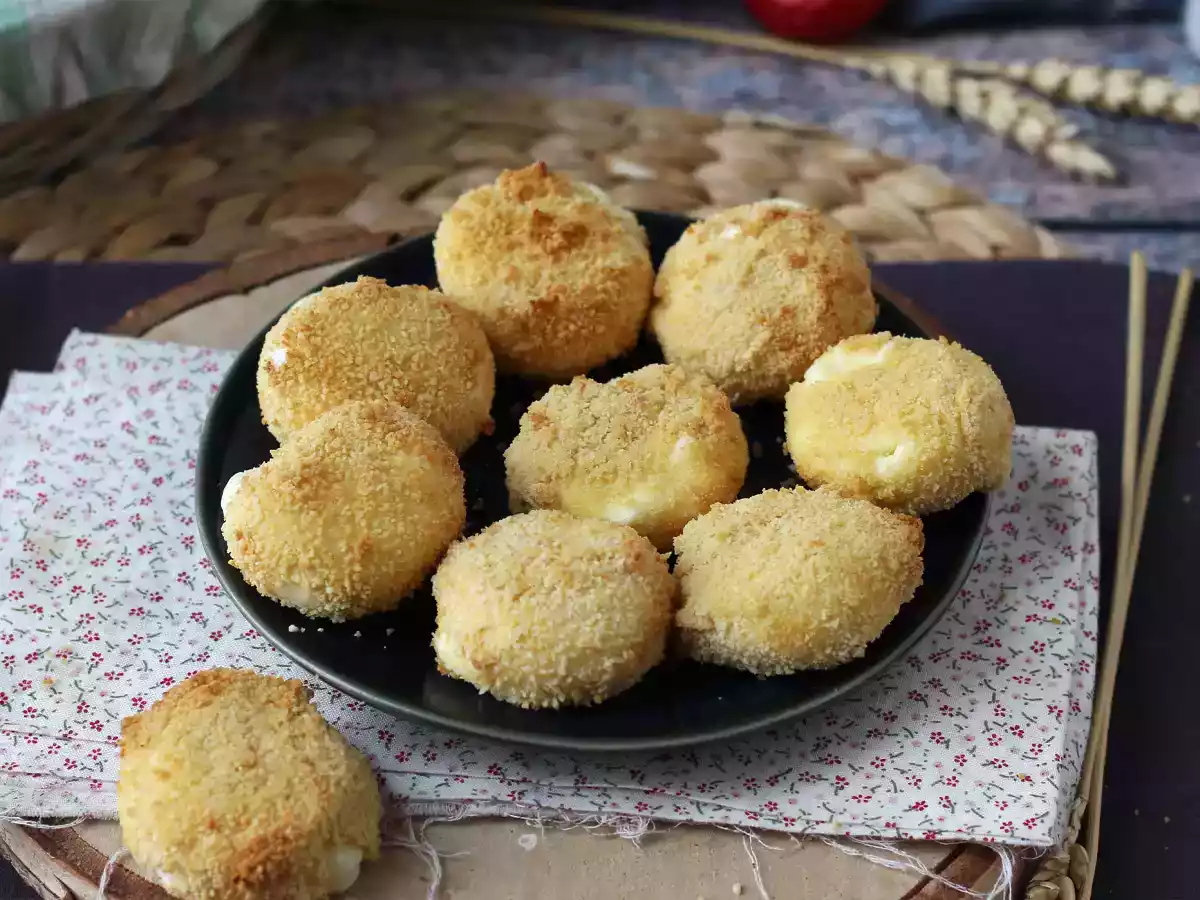 Breaded babybel cheese wheels in airfryer