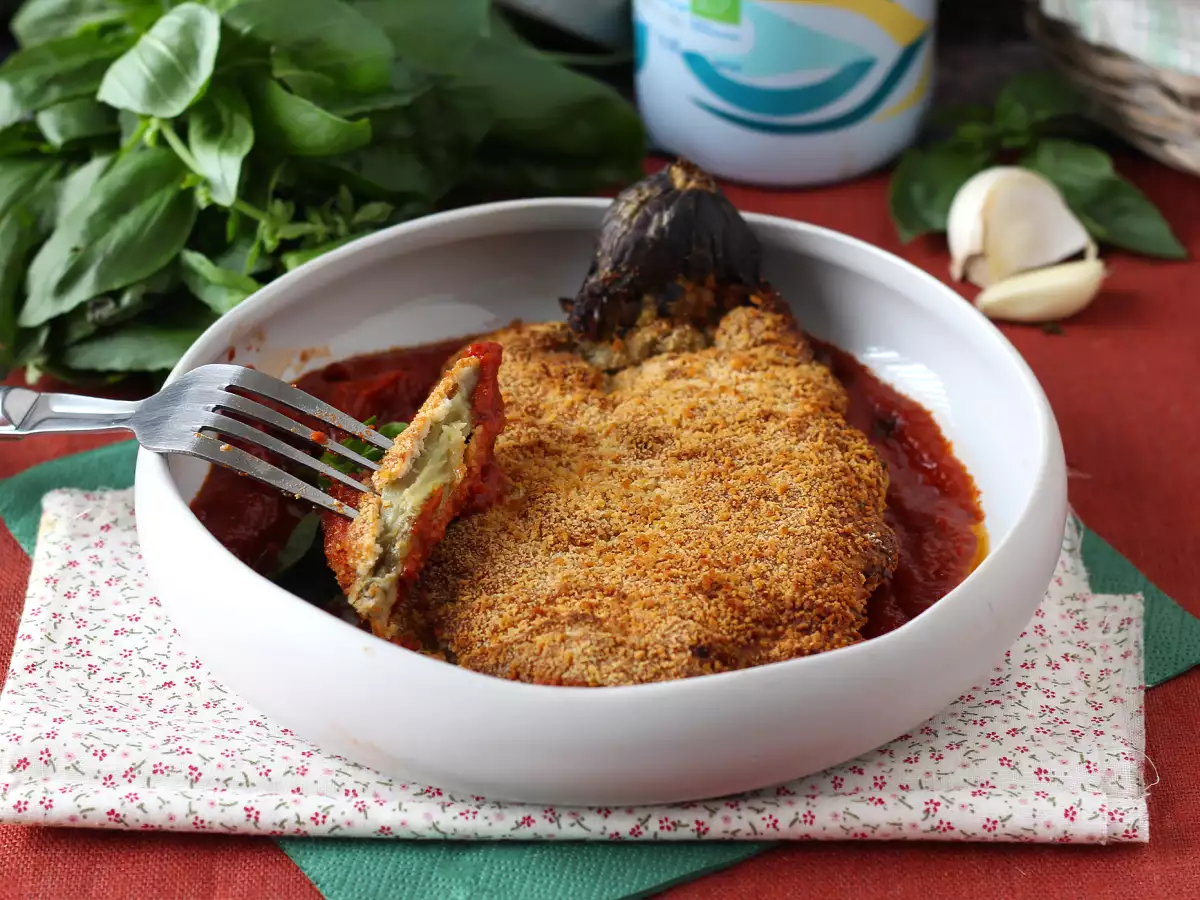 Breaded eggplant, vegetarian Milanese style - air fryer cooking