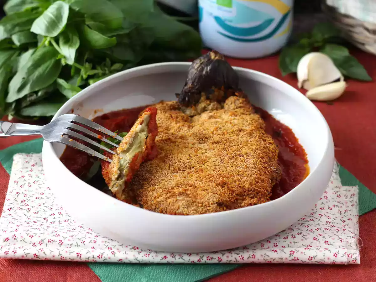 Breaded eggplant vegetarian milanese style - airfryer cooking