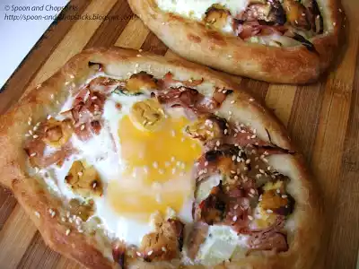 Breakfast bread recipe with ham, egg, and cheese