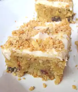 Brown butter fig nut blondies recipe with eggnog frosting