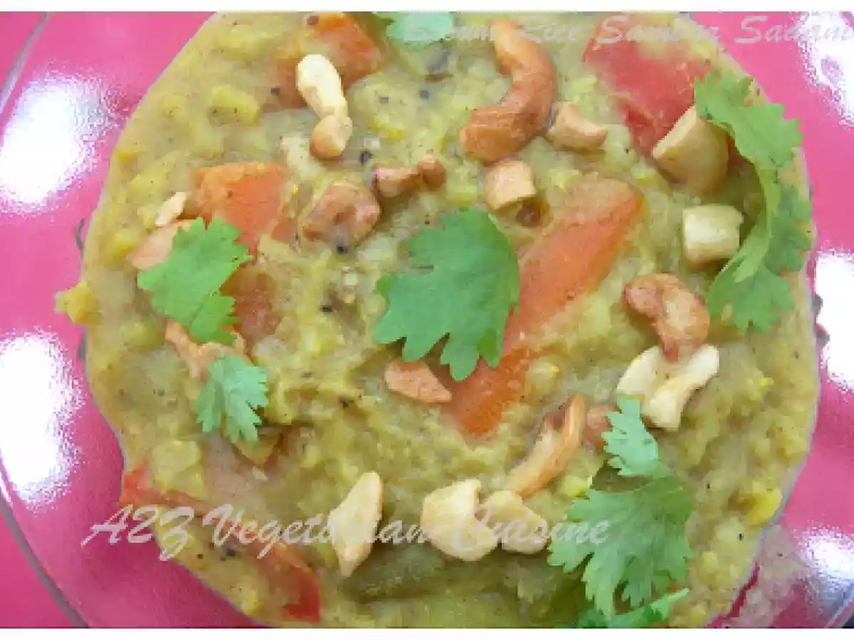 Brown Rice Sambar Sadam(Brown Rice, Pegion Pea in Vegetable Stew)