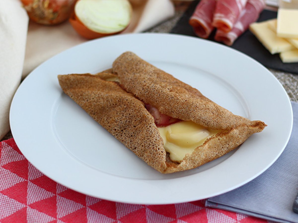 Buckwheat galette cheese and pancetta