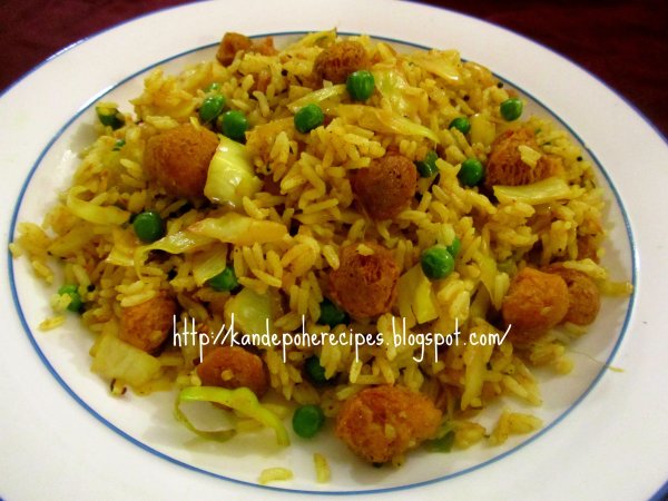 Cabbage Soya Chunks Fried Rice