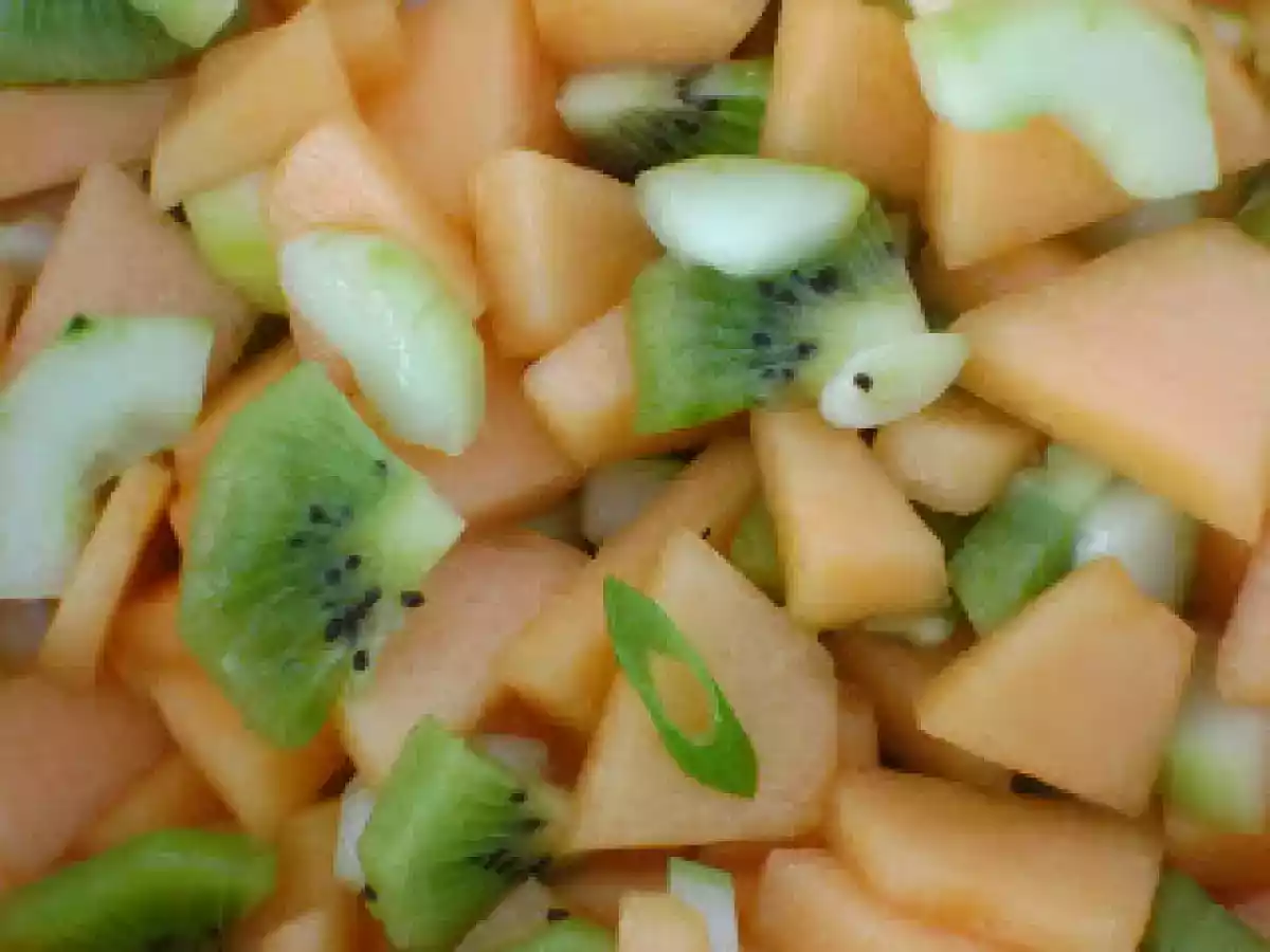 Cantaloupe, Kiwi, Cucumber Salad