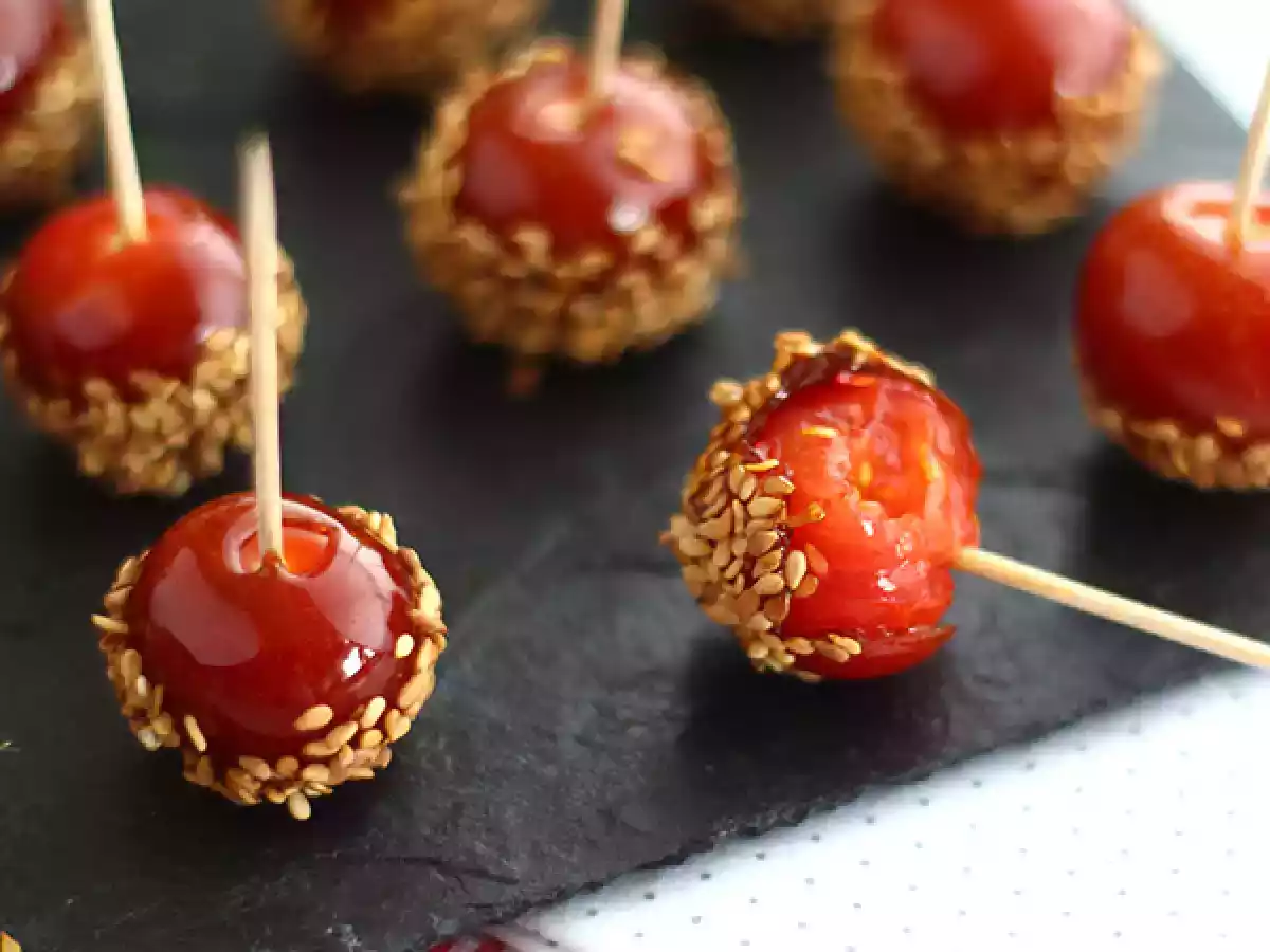 Caramelized cherry tomatoes with sesame seeds or love apples - photo 3