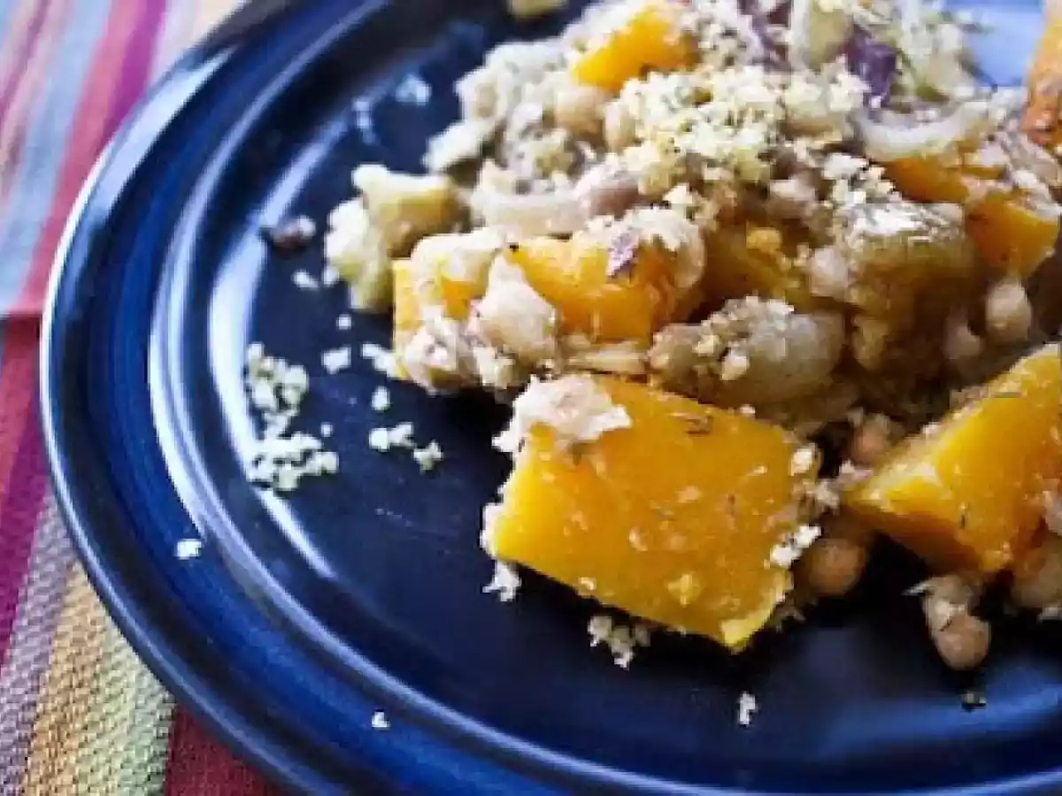 Caramelized Onion Butternut Squash Roast with Chestnuts