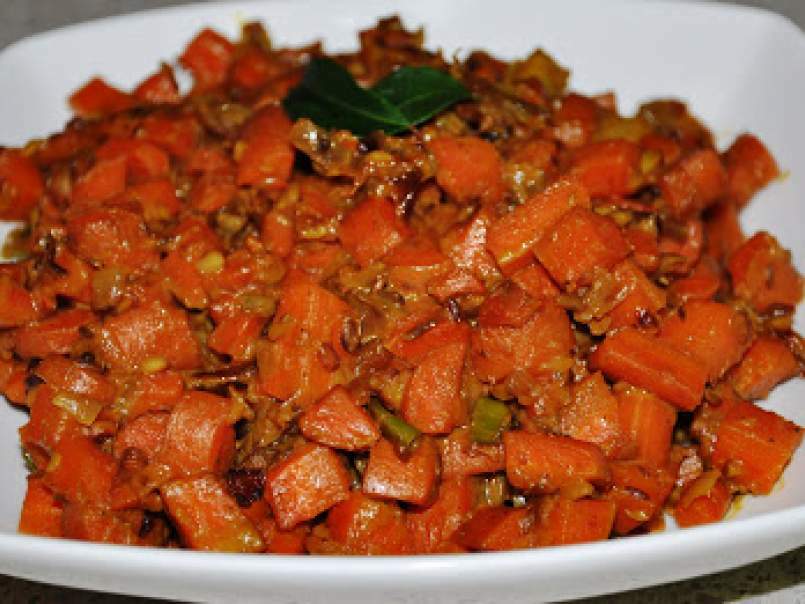 Carrot Fry (Carrots sauteed in South Indian spices with milk)